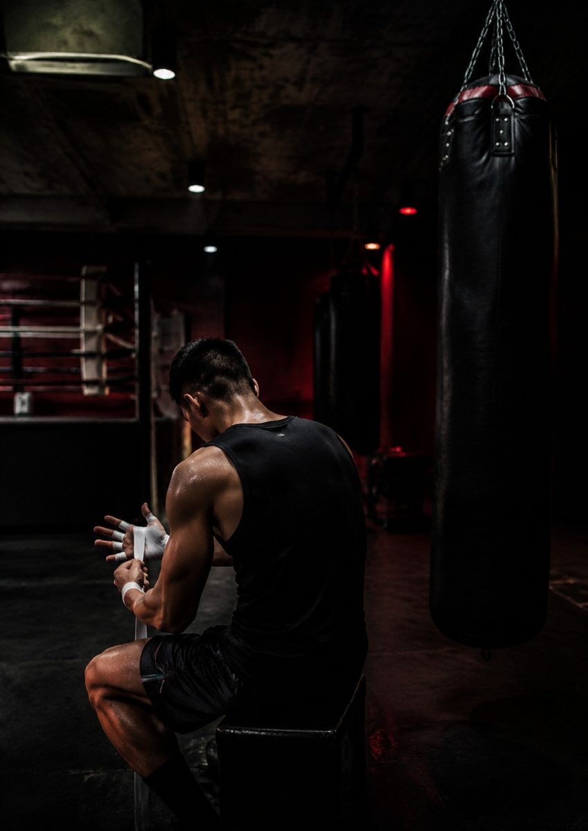 Fighter preparing before a bout